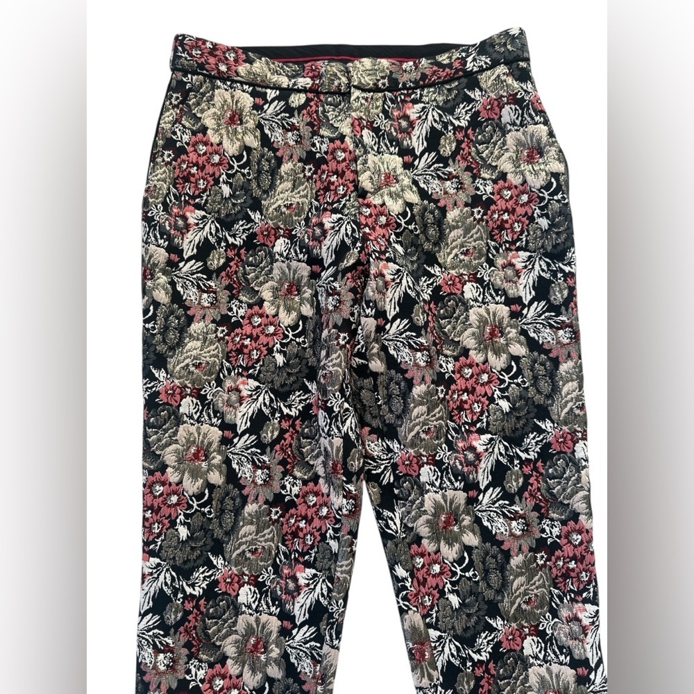 Anthropologie Maeve Jacquard Metallic Slim Trousers - Picture 5 of 11